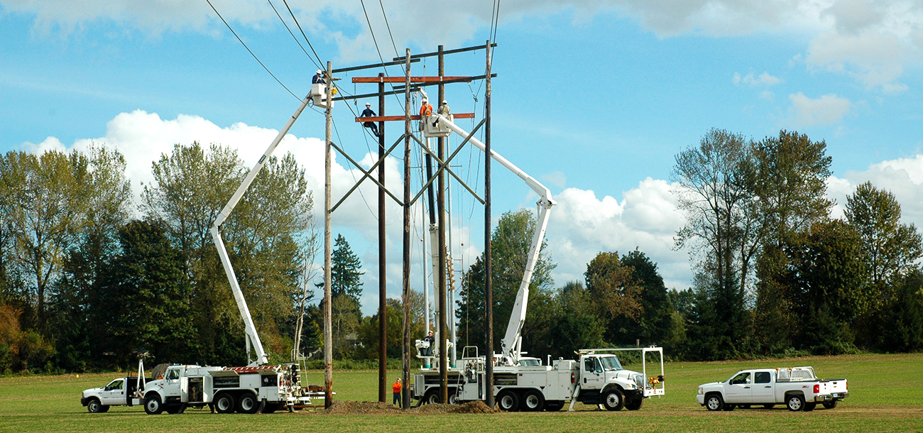 trucks and line crew